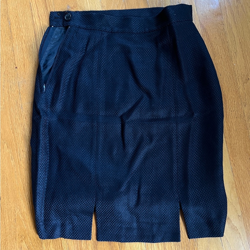 Ports navy linen blend woven business Skirt women S 27" slit back